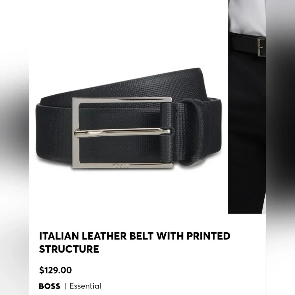 Hugo Boss Textured Black Leather Belt US 38